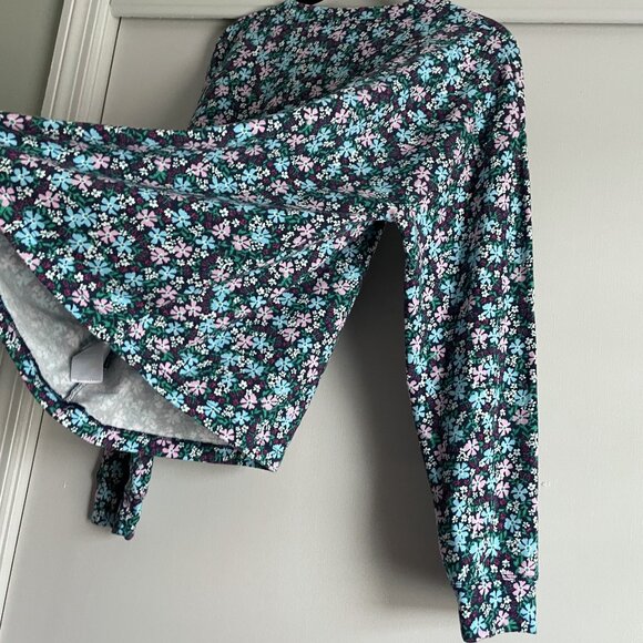 J. Crew Floral French Terry Sweatshirt Size L Blue Green NWOT - Picture 5 of 14